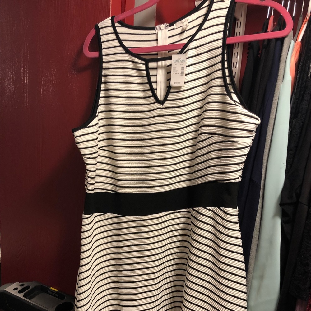 Black and white striped dress